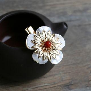 Retro Shell Flower Hair Clip 1 Pc - Duckbill Clip - One Size