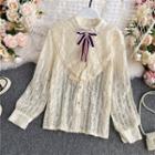 Lapel Crochet Long-sleeve Shirt