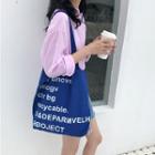 Lettering Canvas Shopper Bag Sapphire Blue - One Size