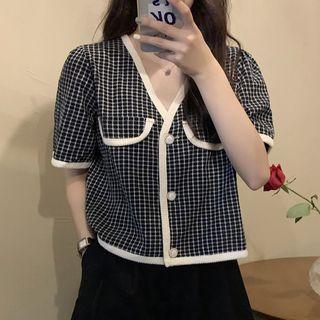 Plaid Short-sleeve Cardigan