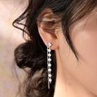 Faux Pearl Asymmetrical Fringed Earring