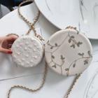 Embroidered Round Chain Strap Crossbody Bag