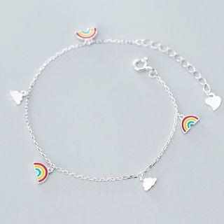 925 Sterling Silver Rainbow & Cloud Bracelet S925 Silver - Bracelet - Rainbow - Silver - One Size
