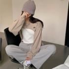 Cropped Pullover / Knit Camisole Top / Drawstring-cuff Sweatpants