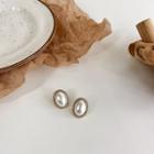Oval Faux Pearl Alloy Earring 1 Pair - Off-white - One Size