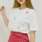 Cherry Embroidered Cotton T-shirt