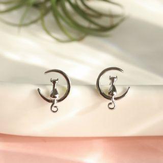 Moon & Cat Sterling Silver Earring