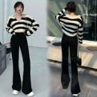 Cropped Striped Sweater / Boot-cut Pants