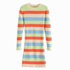Long-sleeve Striped Ribbed Slim-fit Dress