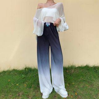 High-waist Gradient Wide-leg Pants / Long-sleeve Top