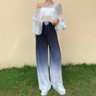 High-waist Gradient Wide-leg Pants / Long-sleeve Top