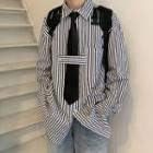 Pinstripe Long-sleeve Shirt With Tie
