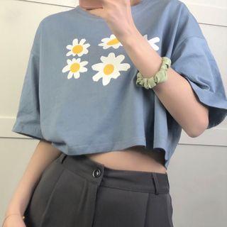 Short Sleeve Daisy Printed T-shirt