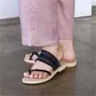 Toe-loop Fringed Slide Sandals