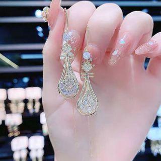 Pipa Rhinestone Alloy Earring 1 Pair - Gold - One Size