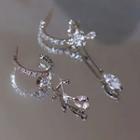 Asymmetrical Rhinestone Floral Stud Earring 1 Pair - C107-1 - Silver - One Size