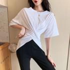 Plain Short-sleeve Irregular  T-shirt