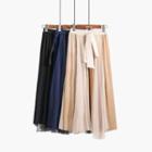 Tie-waist Two-tone Midi Skirt