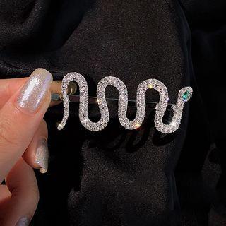 Rhinestone Snake Hair Clip Silver - One Size