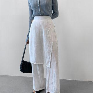 Skirt-overlay Wide-leg Pants