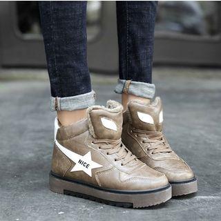Fleece-lined Platform Lace Up Shoes
