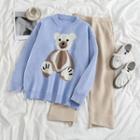 Bear Sweater / Slim Fit Pants