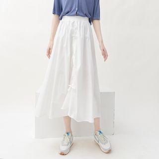 Plain Drawstring Midi A-line Skirt