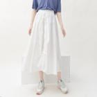 Plain Drawstring Midi A-line Skirt