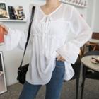 Tie-neck See-through Empire Blouse