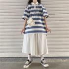 Elbow-sleeve Striped Polo Shirt / Skort