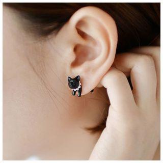 Double-stud Cat Single Earring