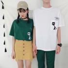 Couple Matching Cat Embroidered Short-sleeve T-shirt