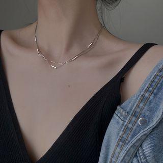 Layered Sterling Silver Choker Silver - One Size