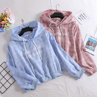 Lettering Plaid Hoodie