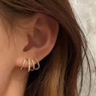 Rhinestone Ear Cuff 1 Pair - 925 Silver Stud - Gold - One Size
