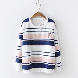 Striped Embroidered Pullover