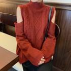 Cable-knit Cold Shoulder Sweater