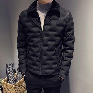 Faux Shearling Panel Zip Padded Jacket