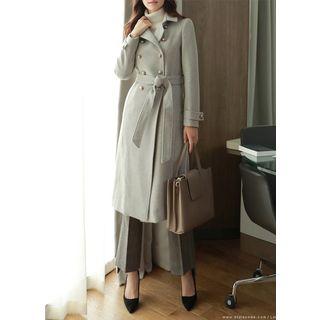 Button-detail Long Coat With Sash