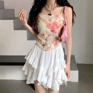 Ruffled Mini Skirt / Camisole Top
