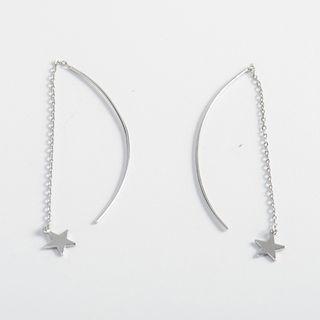 Star Drop 925 Sterling Silver Threader Earring 1 Pair - 925 Silver - One Size