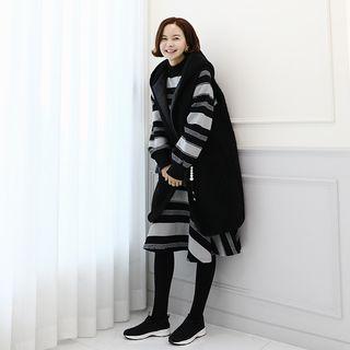 Open-front Hooded Sherpa-fleece Vest