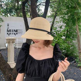 Plain Bow Straw Cap