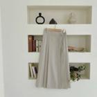 Beribboned Pleated Long A-line Skirt