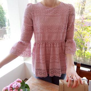 3/4-sleeve A-line Lace Top
