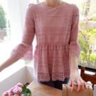 3/4-sleeve A-line Lace Top