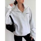 Lettering Zipper Loose-fit Sweatshirt