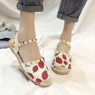 Fruit Print Studded Espadrille Sandals