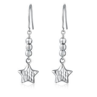 14k/585 White Gold Star Dangle Earrings