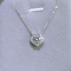 Rhinestone Heart Necklace Silver - One Size